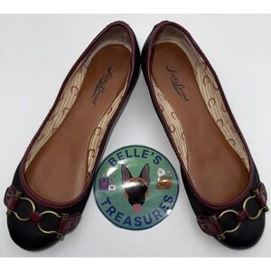 Lucky Brand 8.5 Freeda $90 Women's Flat Shoes Black Horse Shoe Bit Equestrian